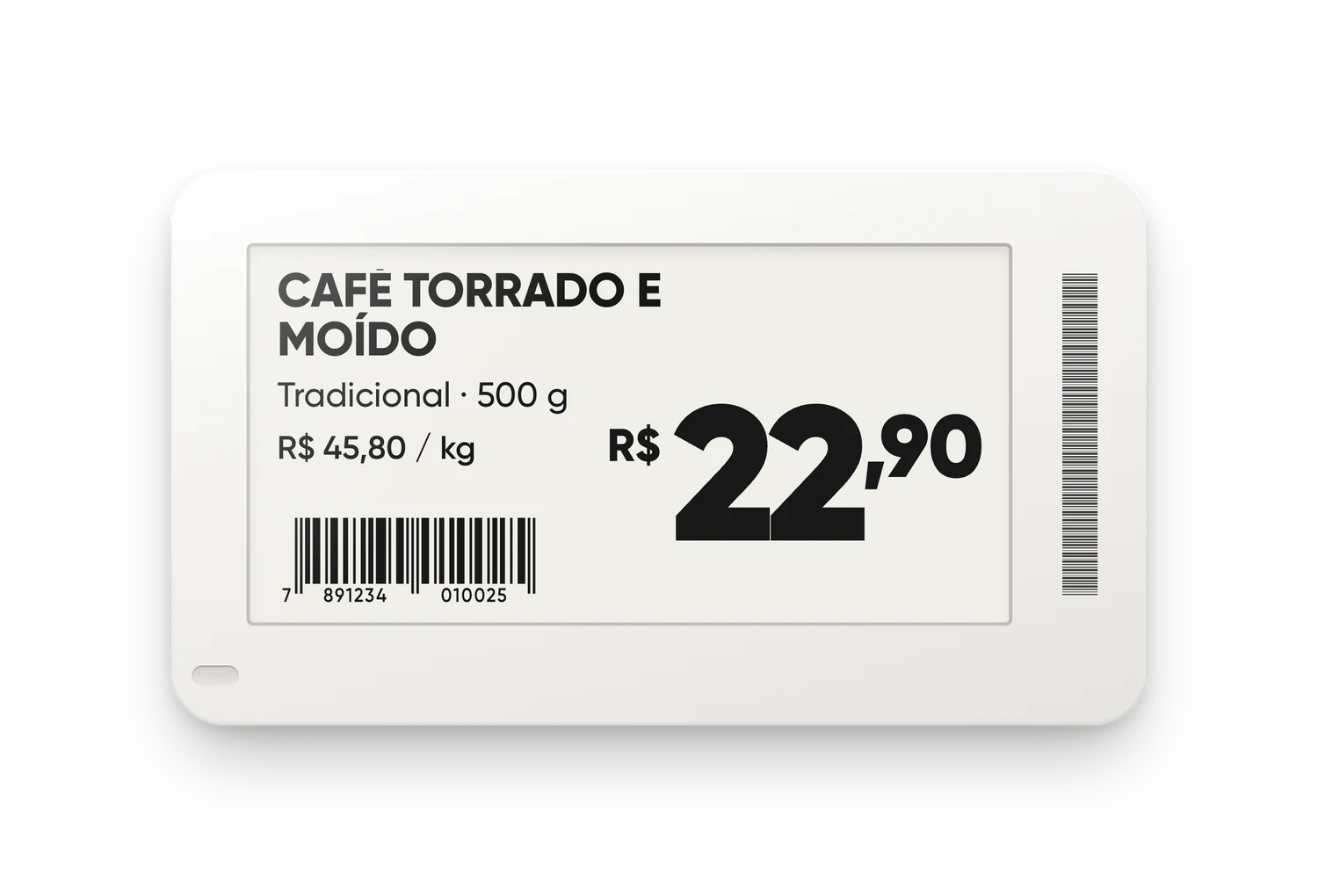 Etiqueta eletrônica com café a R$ 22,90