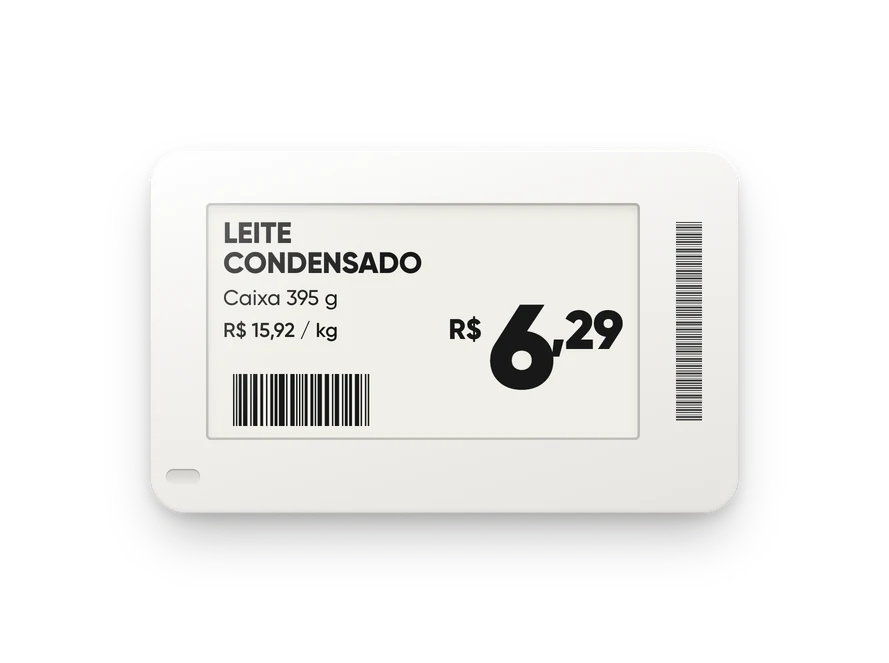 Etiqueta eletrônica de 2,0″ em tamanho proporcional