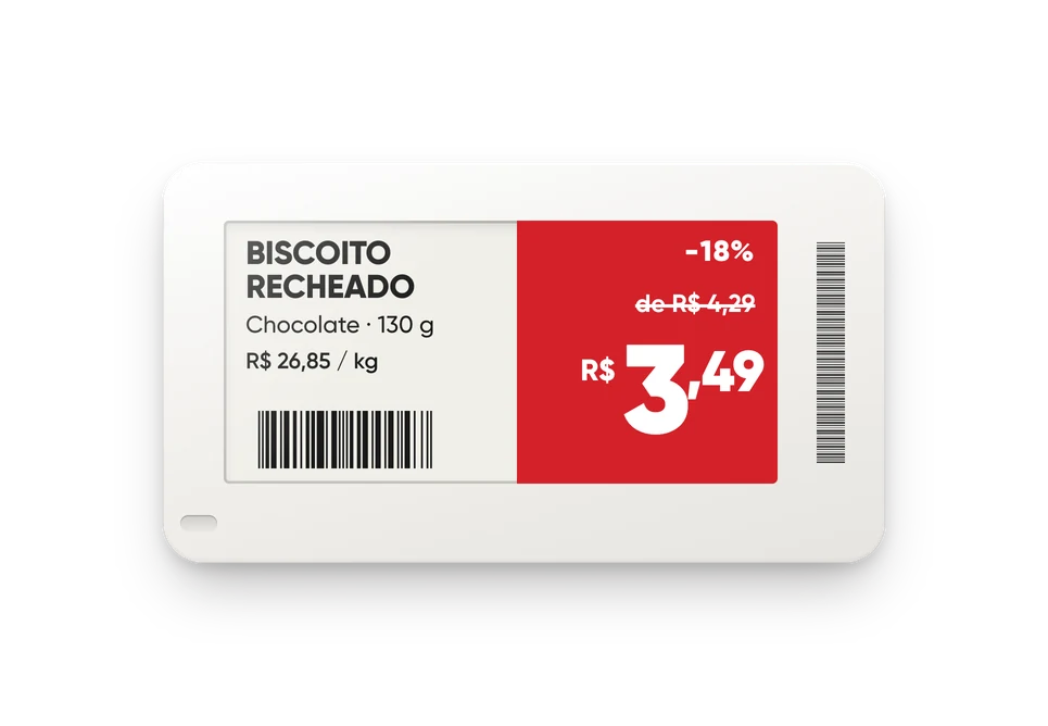 Etiqueta eletrônica de 2,3″ em tamanho proporcional