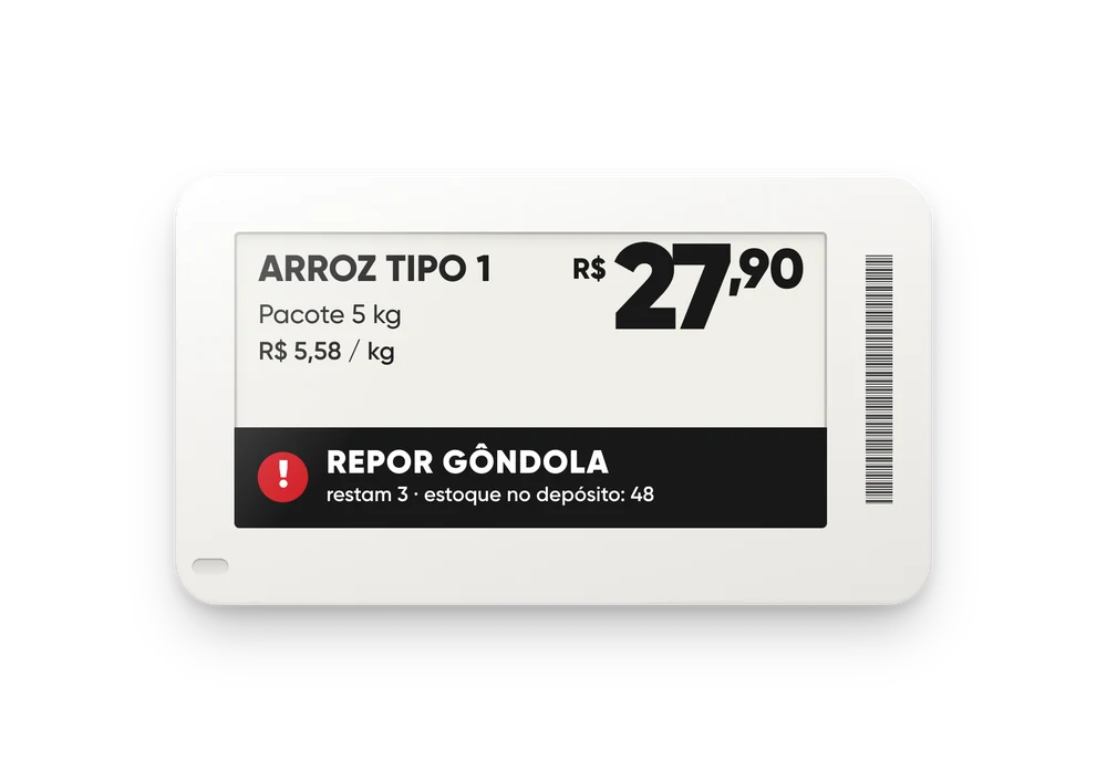 Layout de etiqueta: alerta de reposição